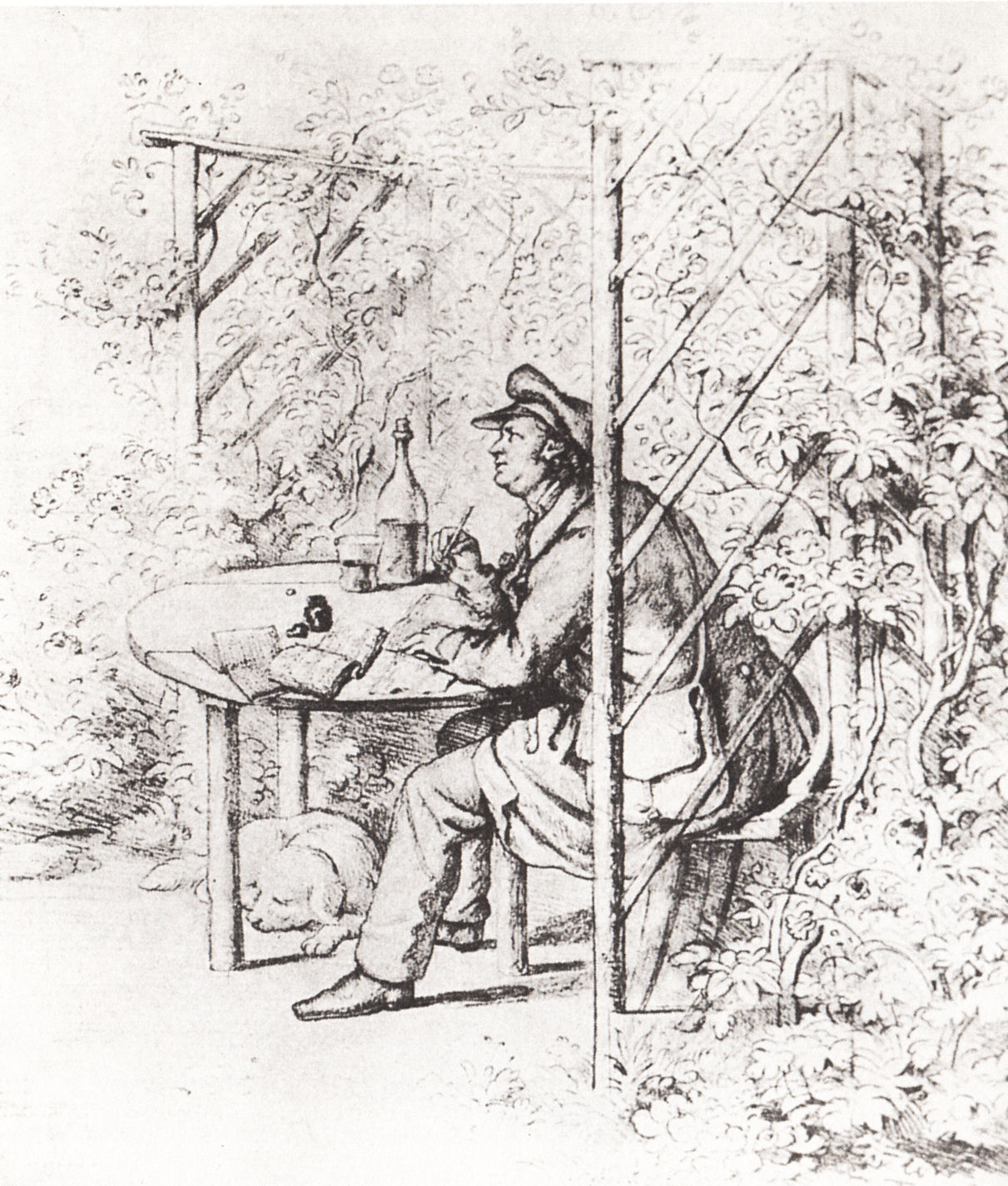 Jean Paul dichtet in Laube - von Ernst Förster